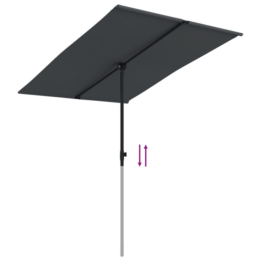 Garden Parasol with Aluminium Pole 2x1,5 m Black