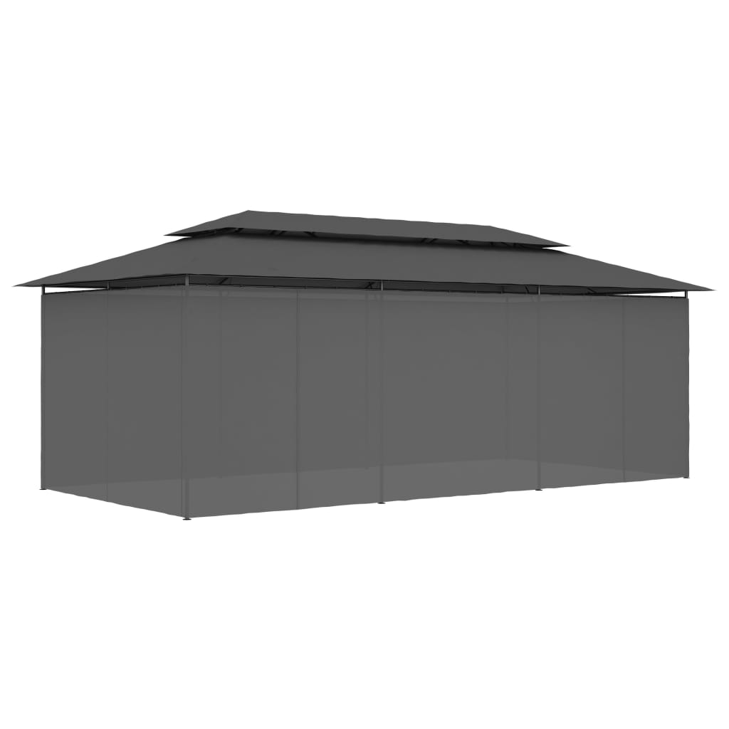 Gazebo with Curtains 600x298x270 cm Anthracite