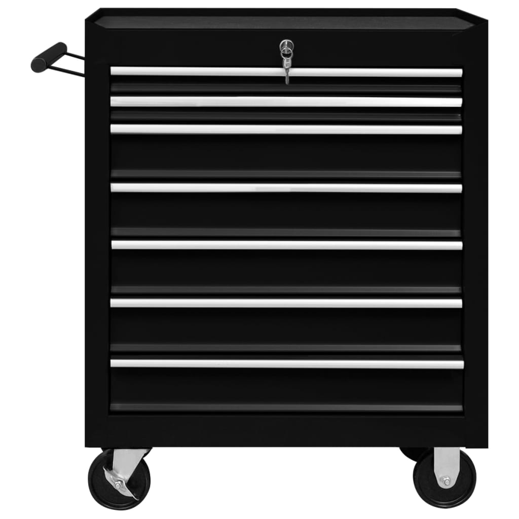 Workshop Tool Trolley with 7 Drawers Black