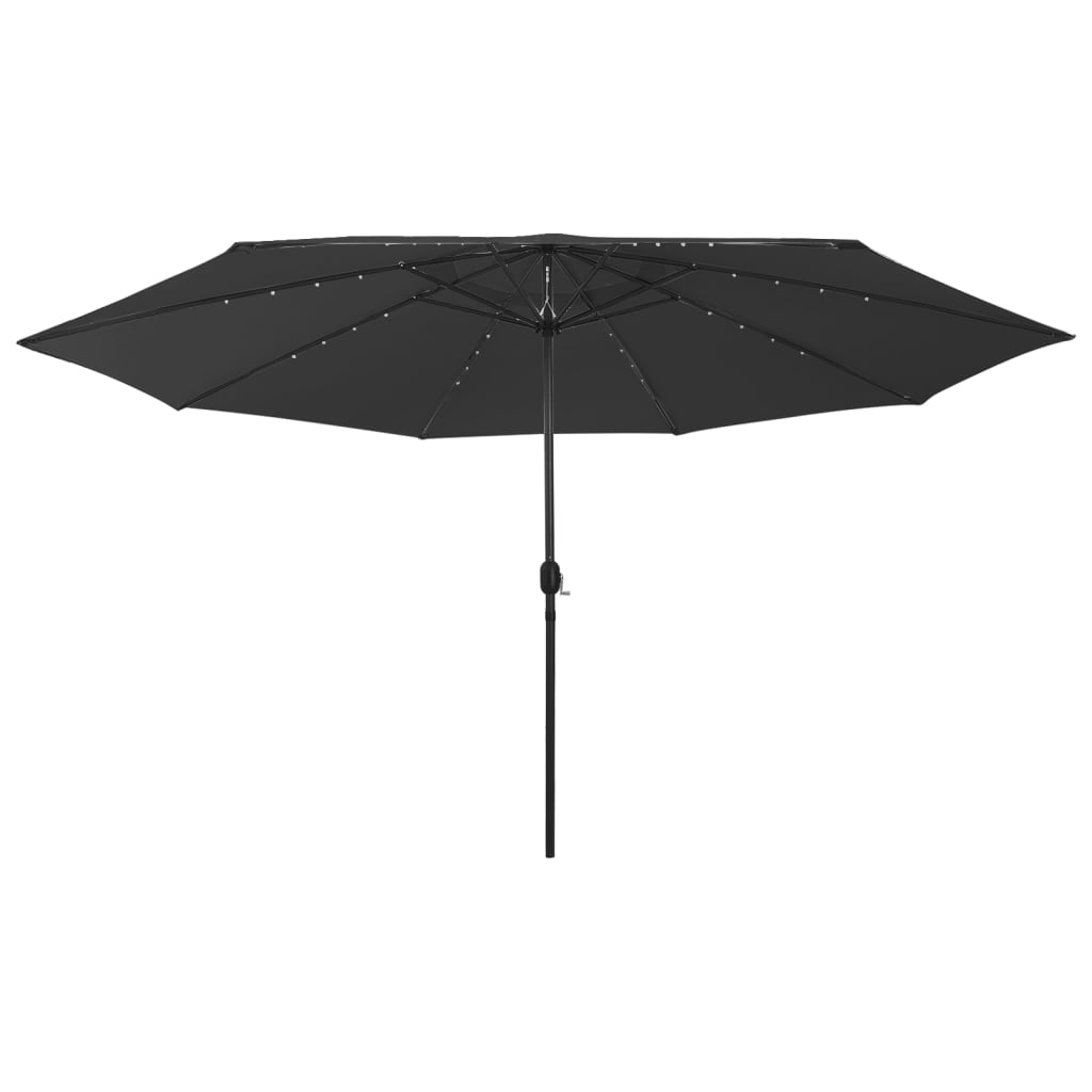 Outdoor Parasol with LED Lights and Metal Pole 400 cm Black