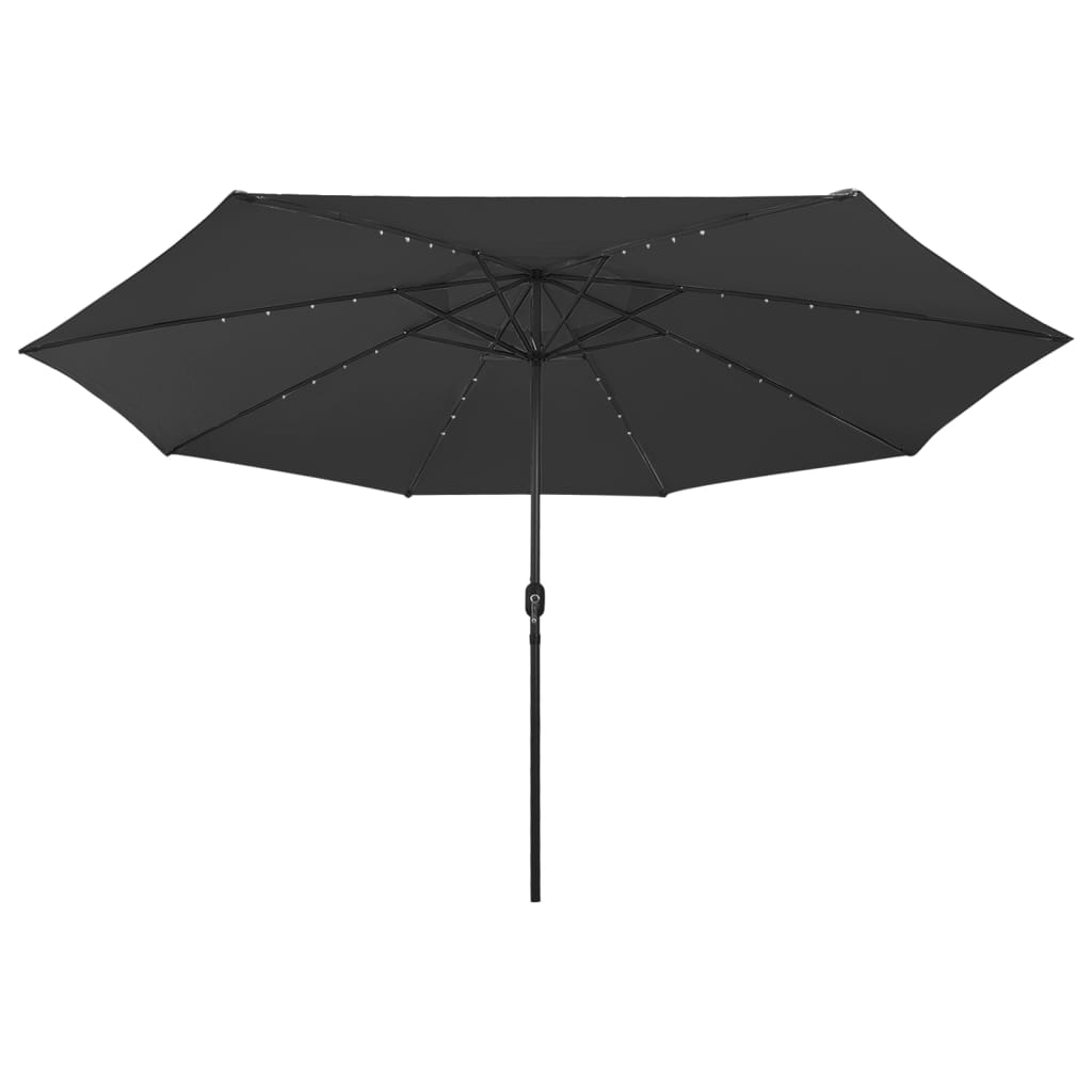 Outdoor Parasol with LED Lights and Metal Pole 400 cm Black