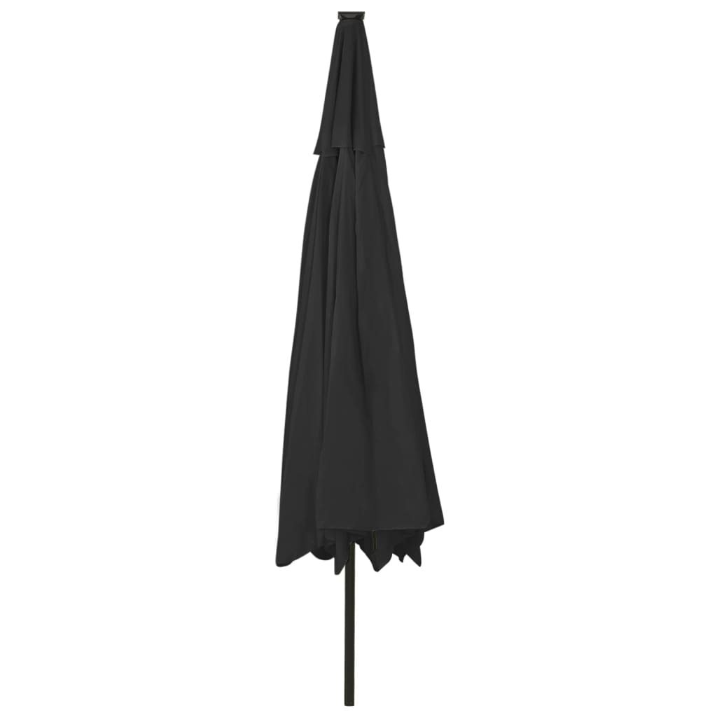 Outdoor Parasol with LED Lights and Metal Pole 400 cm Black