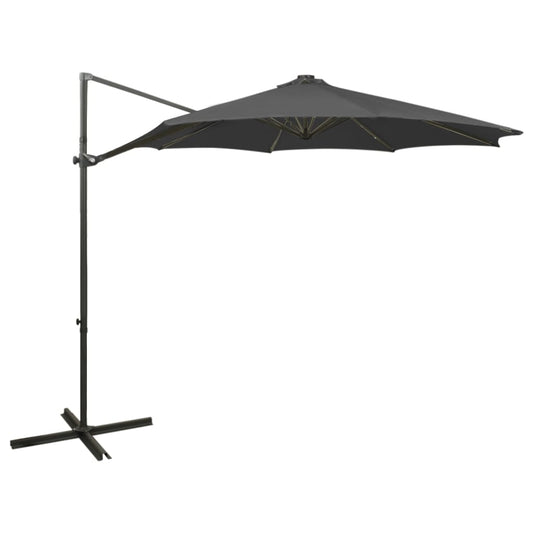 Cantilever Garden Parasol with Pole and LED Lights Anthracite 300 cm