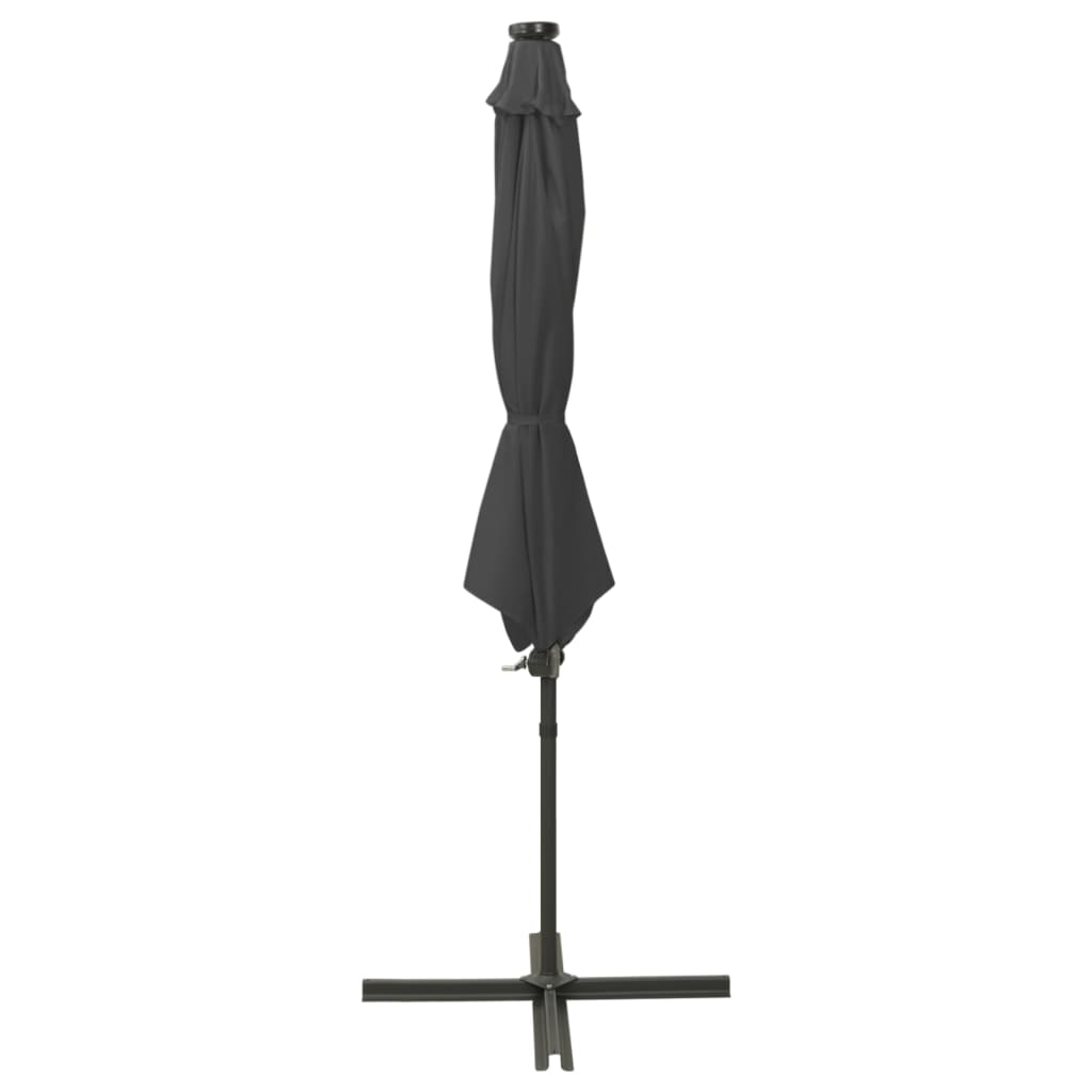 Cantilever Garden Parasol with Pole and LED Lights Anthracite 300 cm