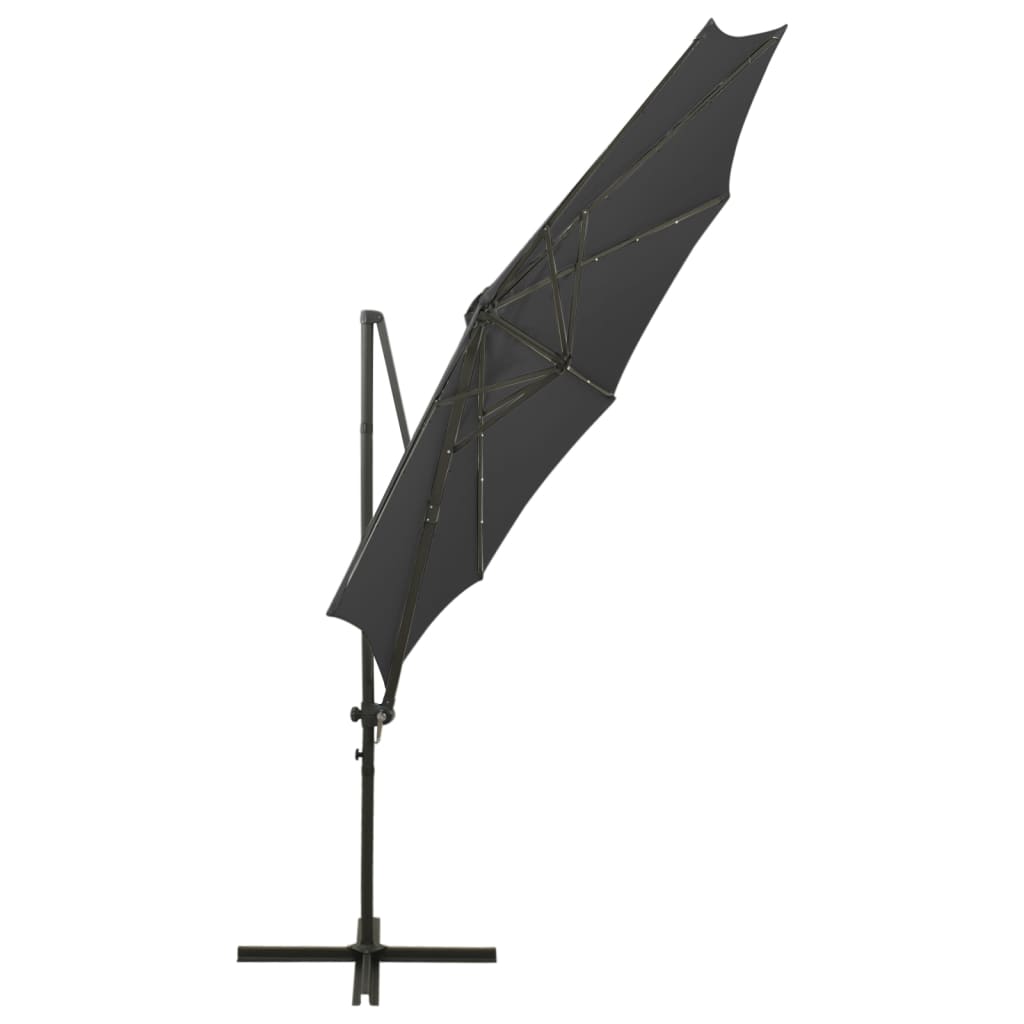 Cantilever Garden Parasol with Pole and LED Lights Anthracite 300 cm