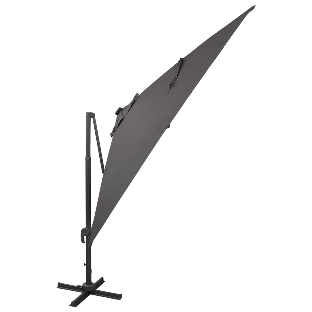 Cantilever Garden Parasol with Pole and LED Lights Anthracite 300 cm