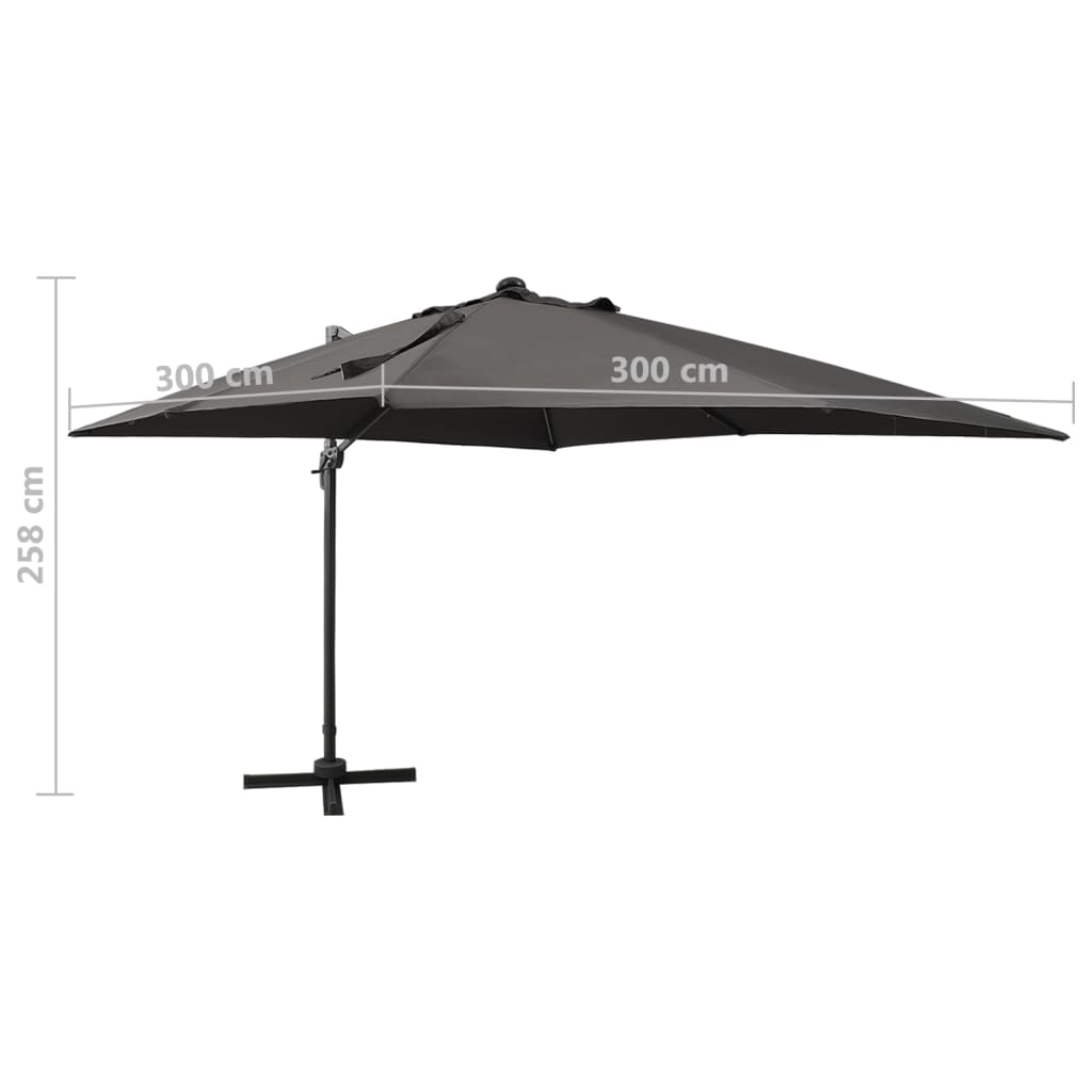 Cantilever Garden Parasol with Pole and LED Lights Anthracite 300 cm