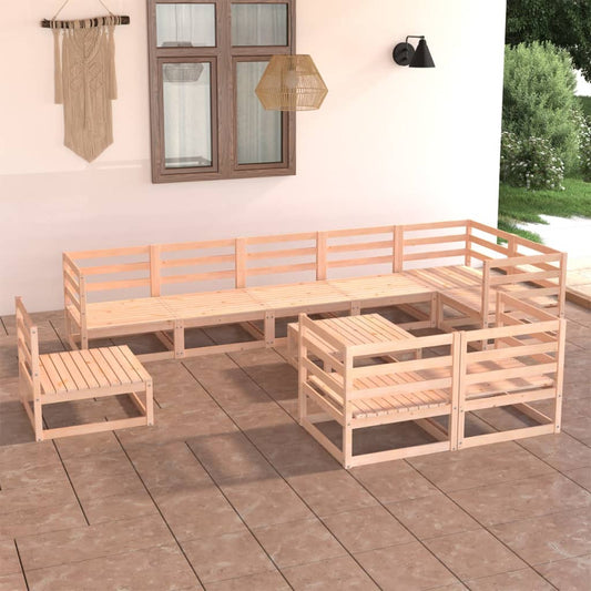 10 Piece Garden Lounge Set Solid Wood Pine (2x805675+805705+805710)