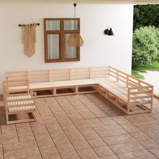 10 Piece Garden Lounge Set Solid Wood Pine (805675+805690+2x805705)