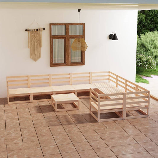 10 Piece Garden Lounge Set Solid Wood Pine (805660+805700+2x805705)