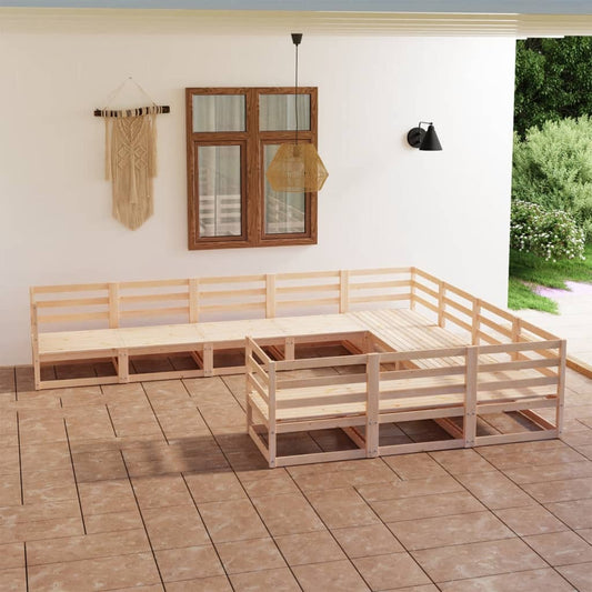 10 Piece Garden Lounge Set Solid Wood Pine (805660+3x805705)