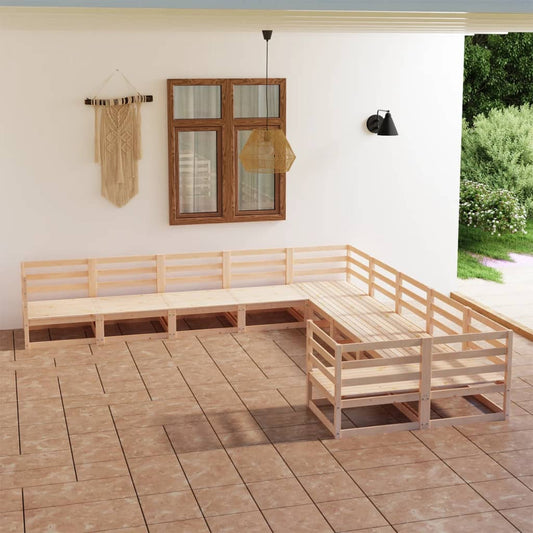 10 Piece Garden Lounge Set Solid Wood Pine (805660+3x805705)