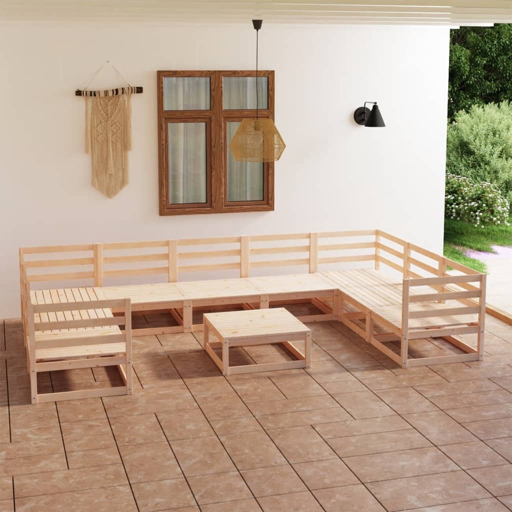 10 Piece Garden Lounge Set Solid Wood Pine (805660+805700+2x805705)