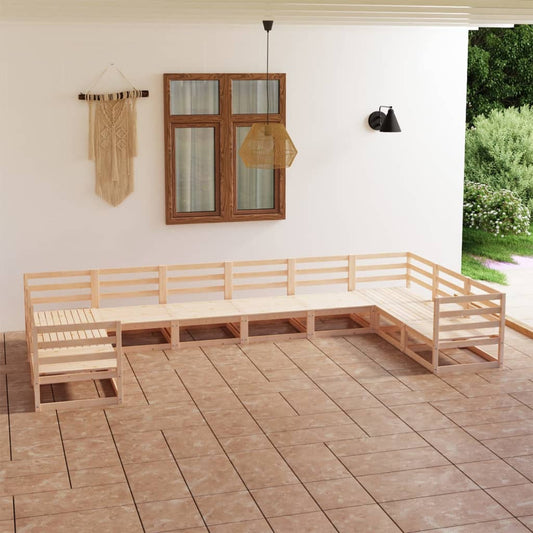 10 Piece Garden Lounge Set Solid Wood Pine (805660+3x805705)