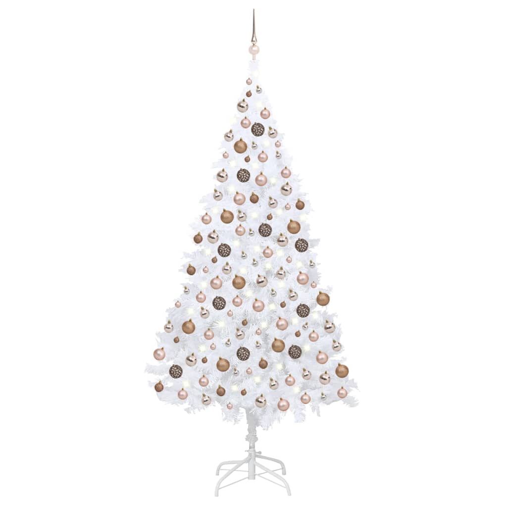 Artificial Pre-lit Christmas Tree with Ball Set White 240 cm