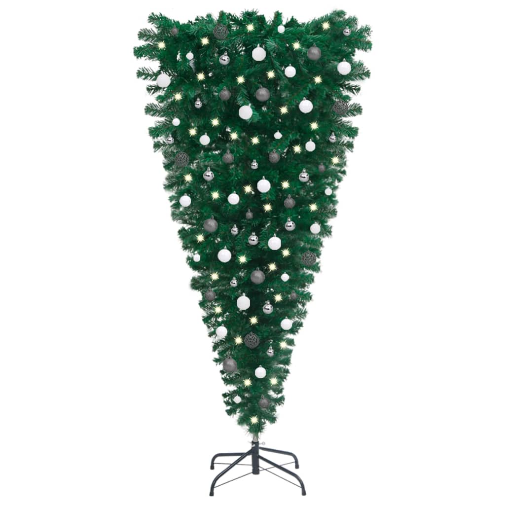 Upside-down Artificial Pre-lit Christmas Tree with Ball Set 150 cm