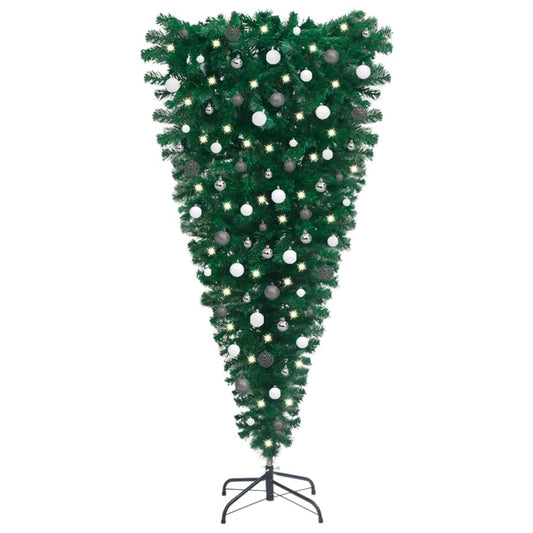 Upside-down Artificial Pre-lit Christmas Tree with Ball Set 150 cm