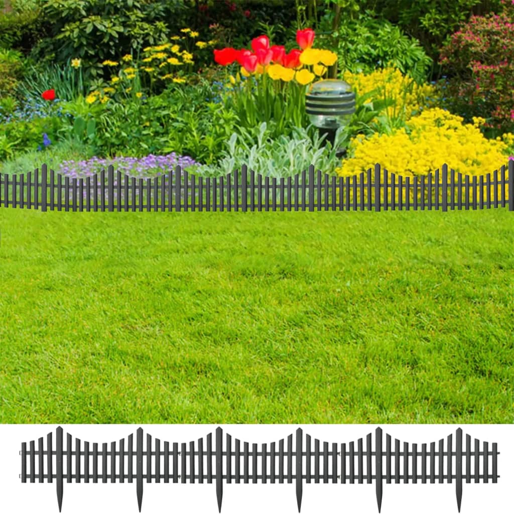 Lawn Edgings 17 pcs Anthracite 1000 cm Polypropylene