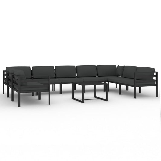 10 Piece Garden Lounge Set with Cushions Aluminium Anthracite (2x318305+3x318309+318311)