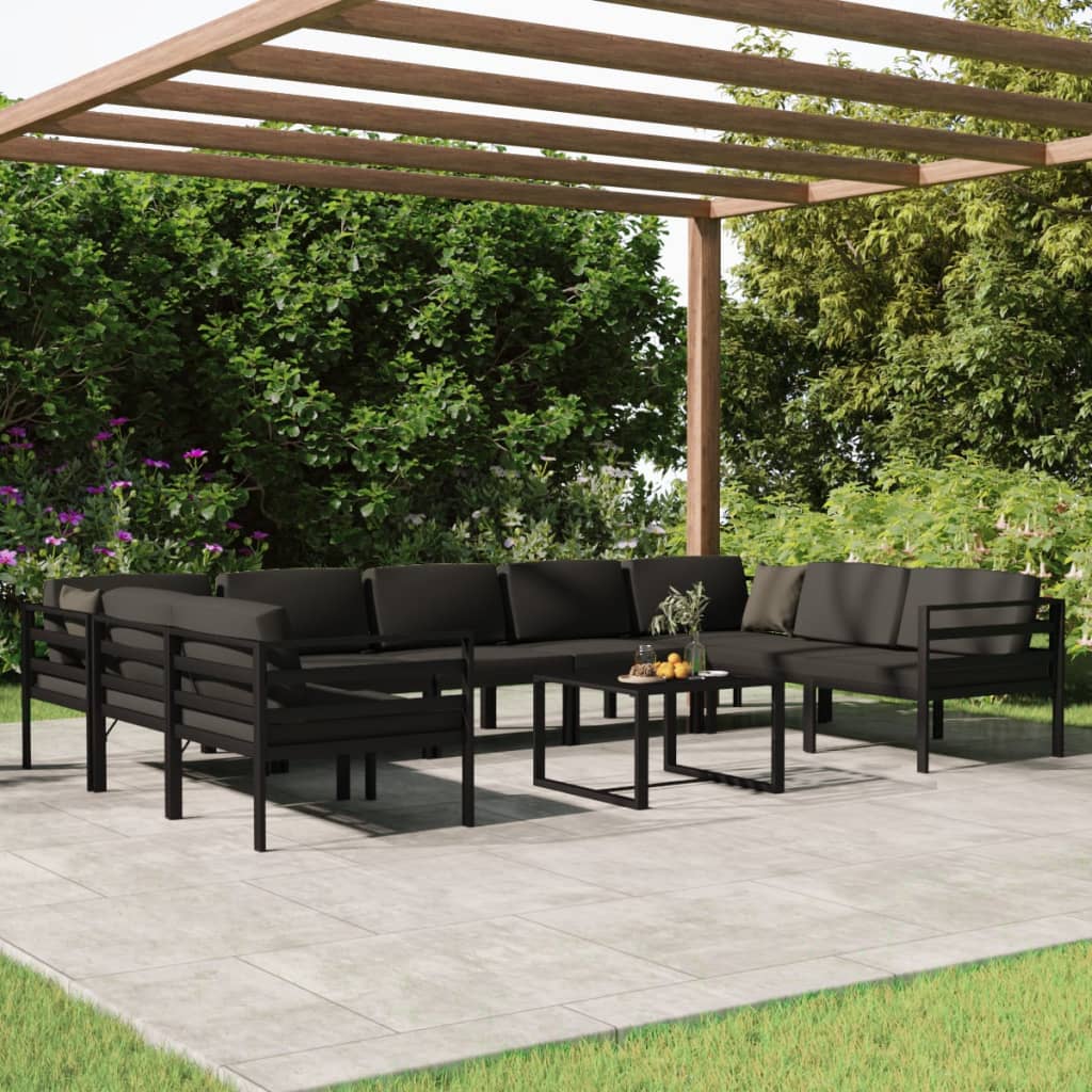 10 Piece Garden Lounge Set with Cushions Aluminium Anthracite (2x318305+3x318309+318311)