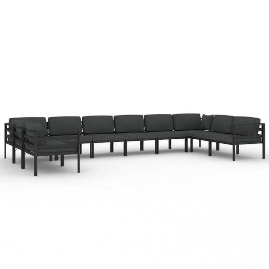 10 Piece Garden Lounge Set with Cushions Aluminium Anthracite (2x318305+4x318309)