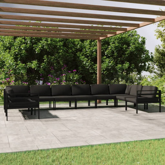 10 Piece Garden Lounge Set with Cushions Aluminium Anthracite (2x318305+4x318309)