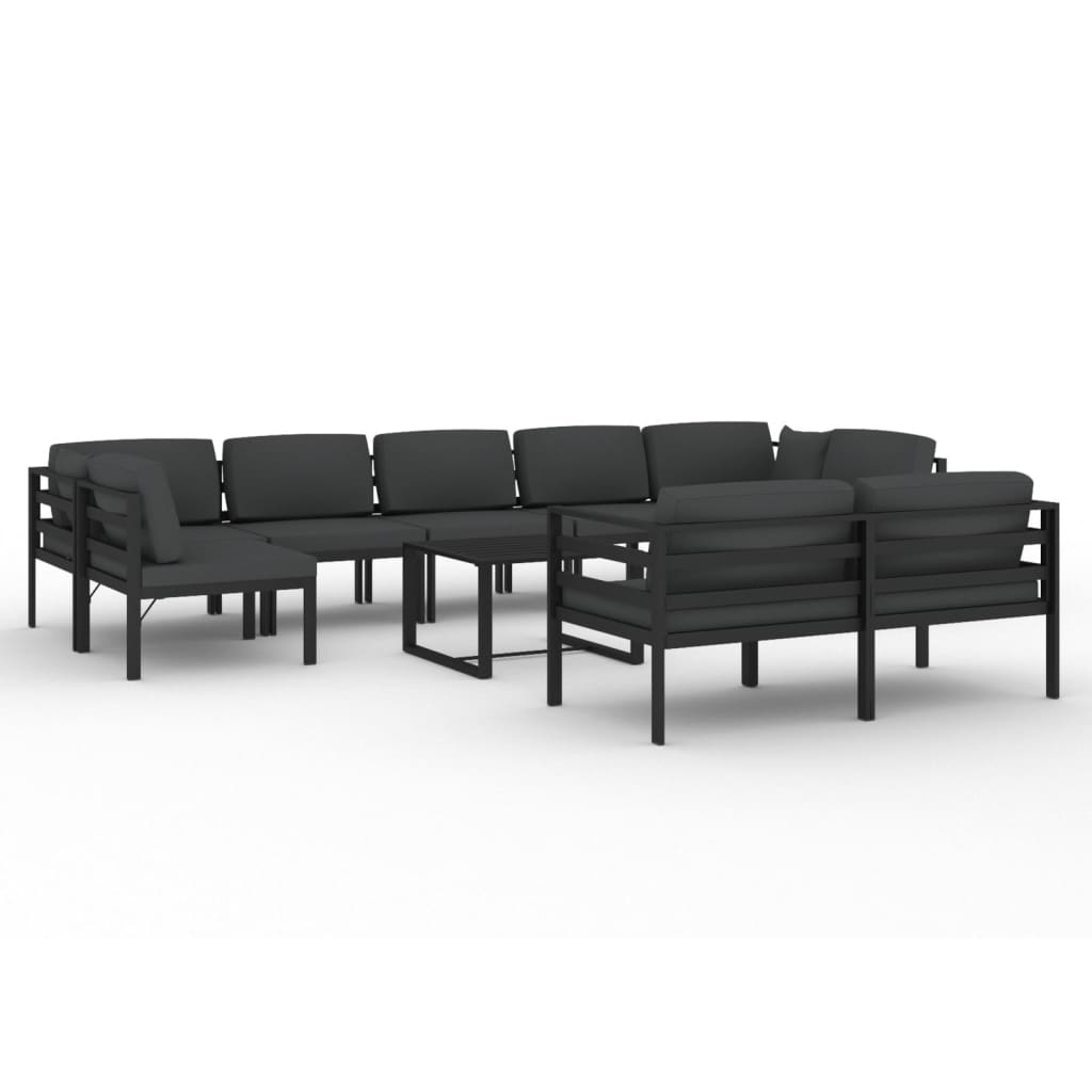 10 Piece Garden Lounge Set with Cushions Aluminium Anthracite (2x318305+3x318309+318311)