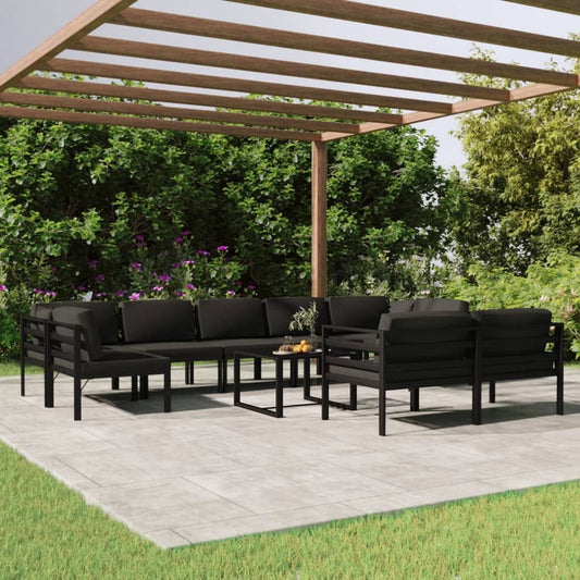 10 Piece Garden Lounge Set with Cushions Aluminium Anthracite (2x318305+3x318309+318311)