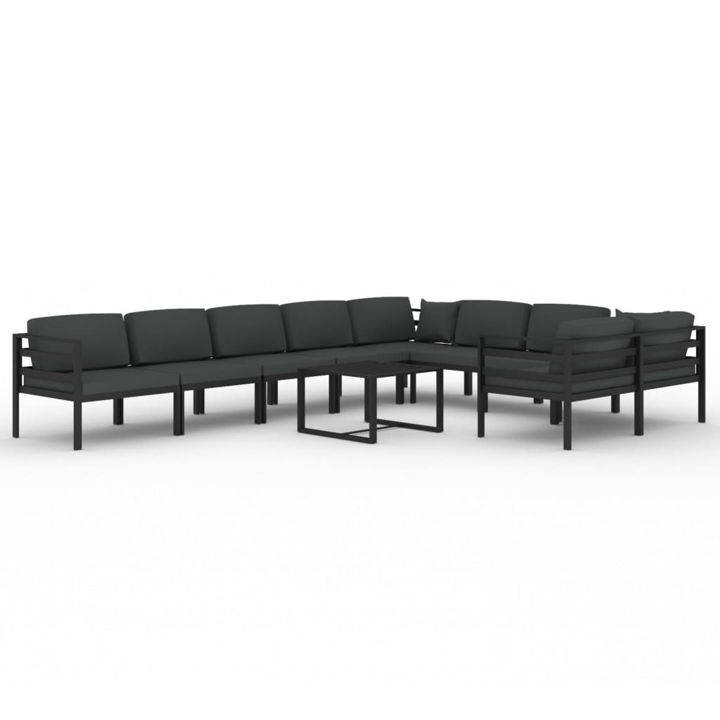 10 Piece Garden Lounge Set with Cushions Aluminium Anthracite (2x318305+3x318309+318311)