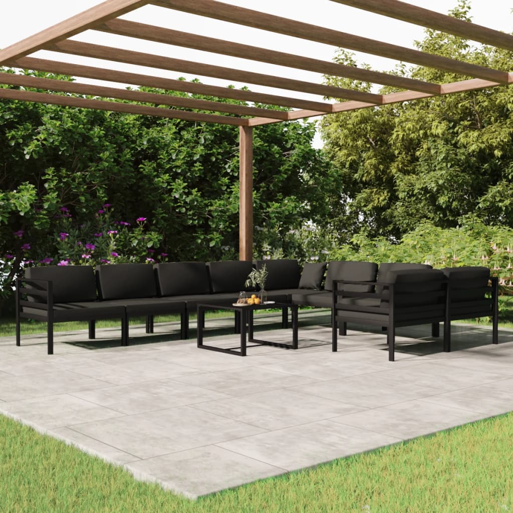 10 Piece Garden Lounge Set with Cushions Aluminium Anthracite (2x318305+3x318309+318311)