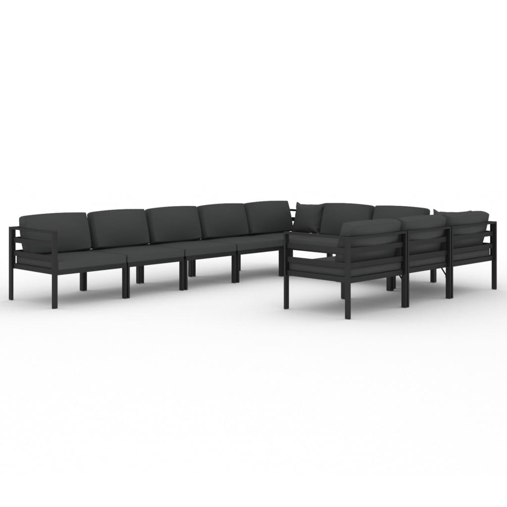 10 Piece Garden Lounge Set with Cushions Aluminium Anthracite (2x318305+4x318309)