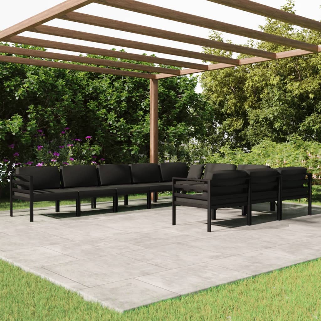 10 Piece Garden Lounge Set with Cushions Aluminium Anthracite (2x318305+4x318309)