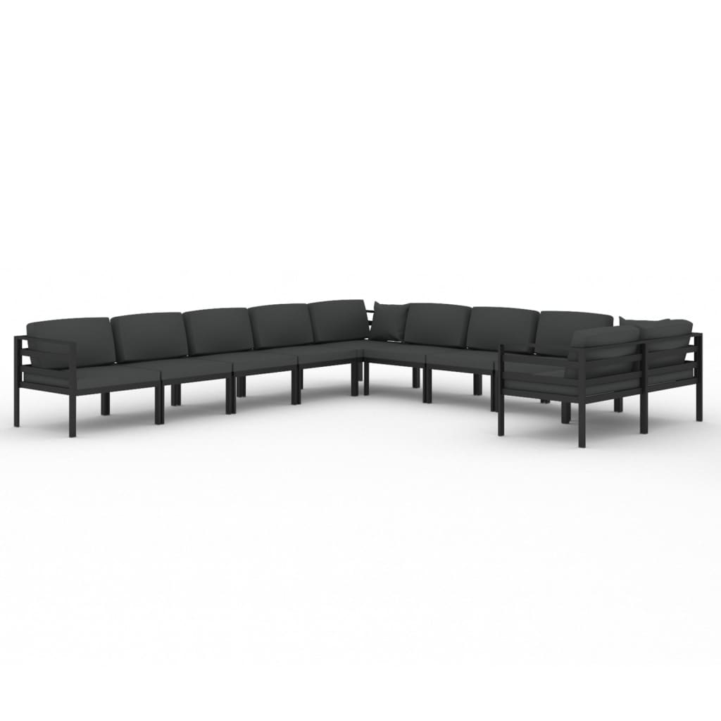 10 Piece Garden Lounge Set with Cushions Aluminium Anthracite (2x318305+4x318309)