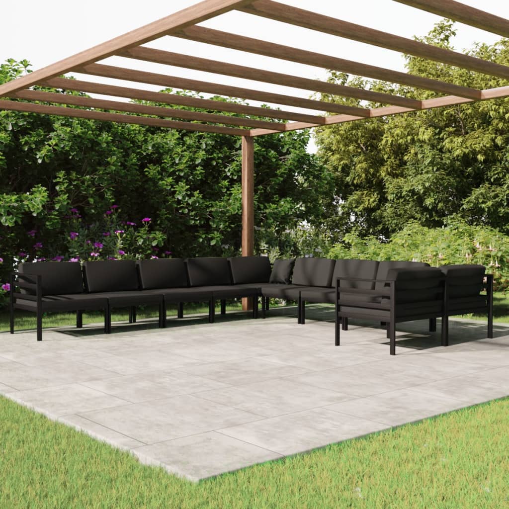 10 Piece Garden Lounge Set with Cushions Aluminium Anthracite (2x318305+4x318309)