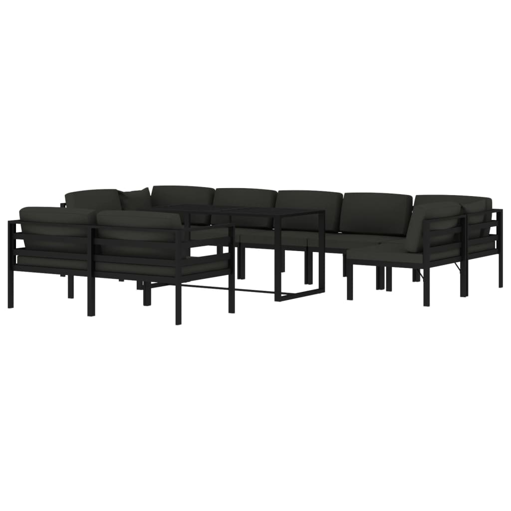 10 Piece Garden Lounge Set with Cushions Aluminium Anthracite