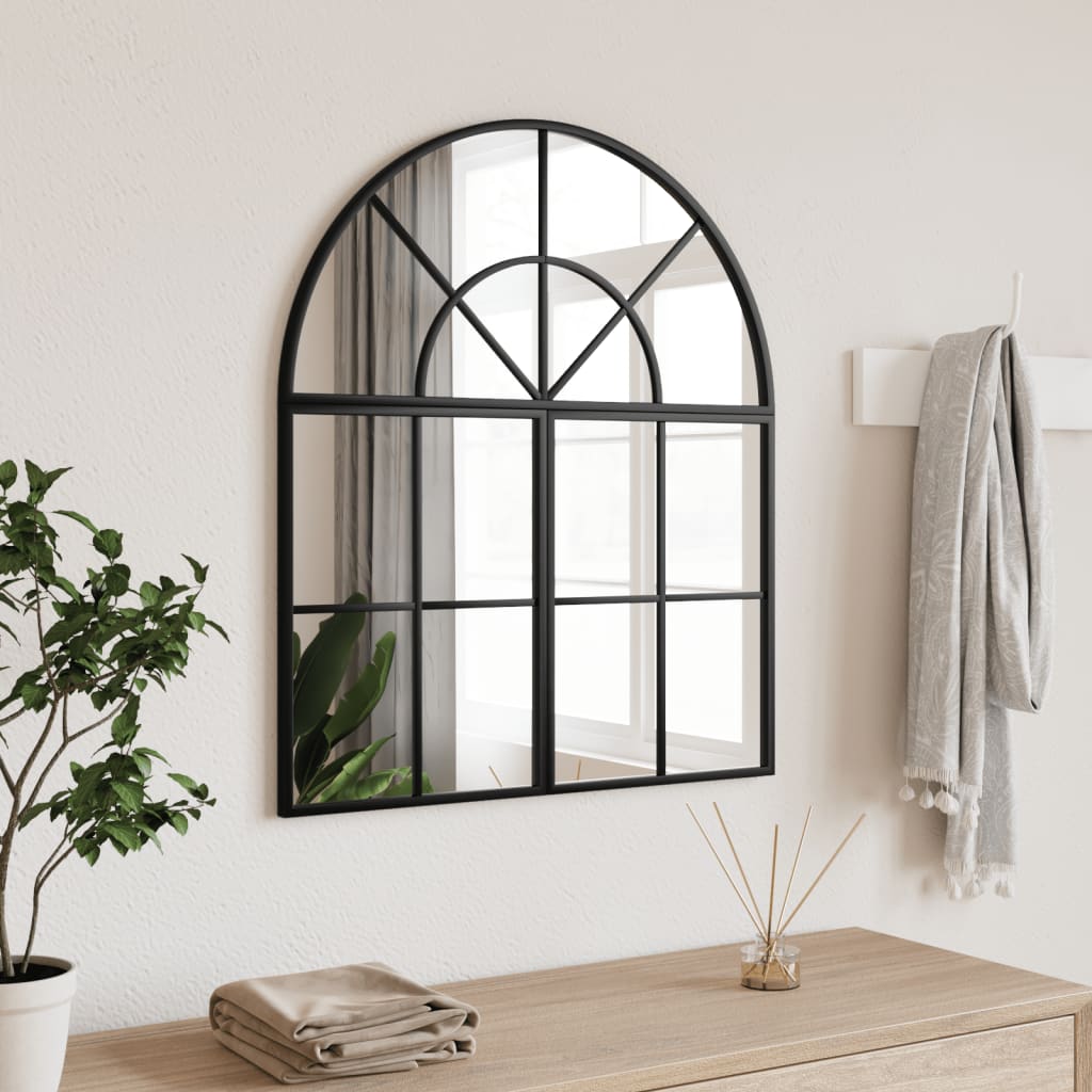 Wall Mirror Black 60x70 cm Arch Iron