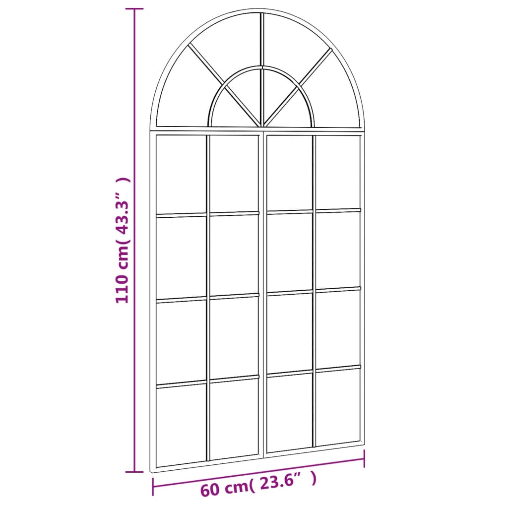 Wall Mirror Black 60x110 cm Arch Iron