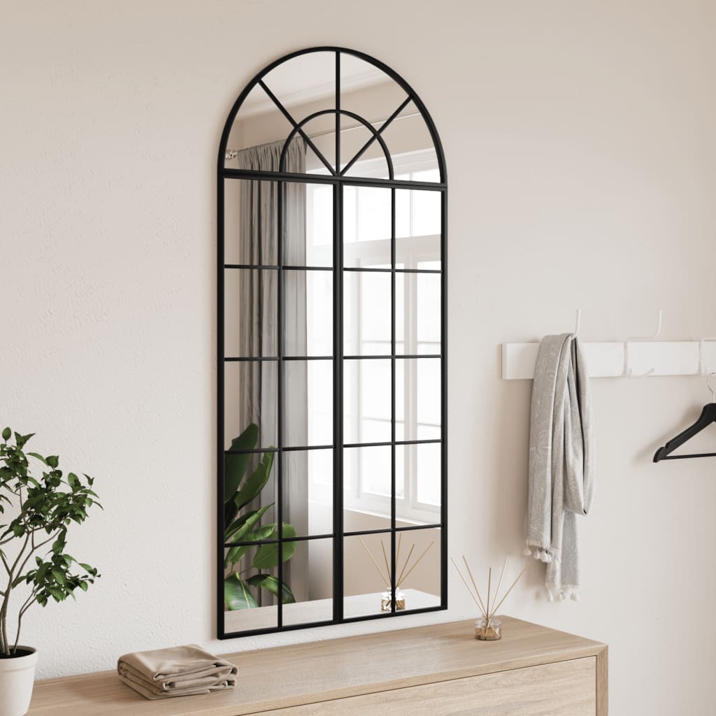 Wall Mirror Black 60x130 cm Arch Iron