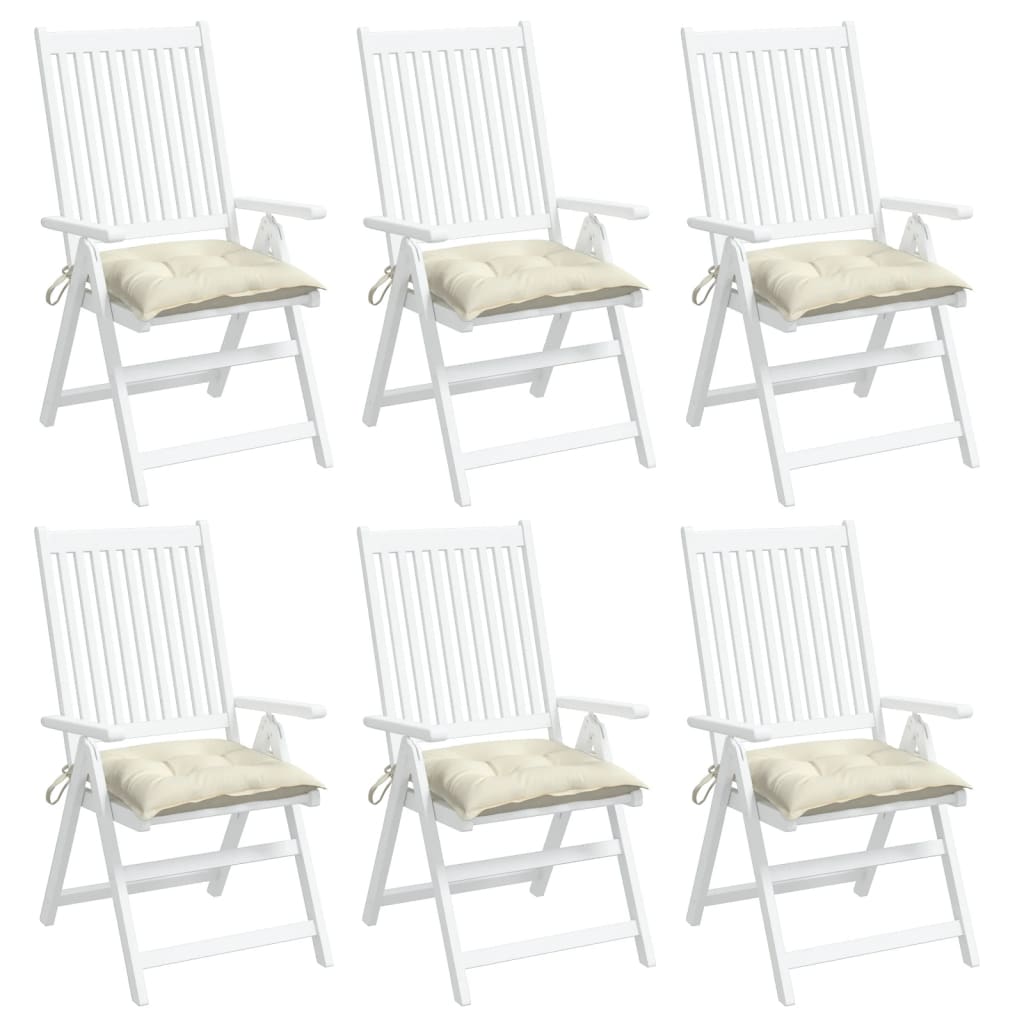 Chair Cushions 6 pcs Cream White 50x50x7 cm Oxford Fabric