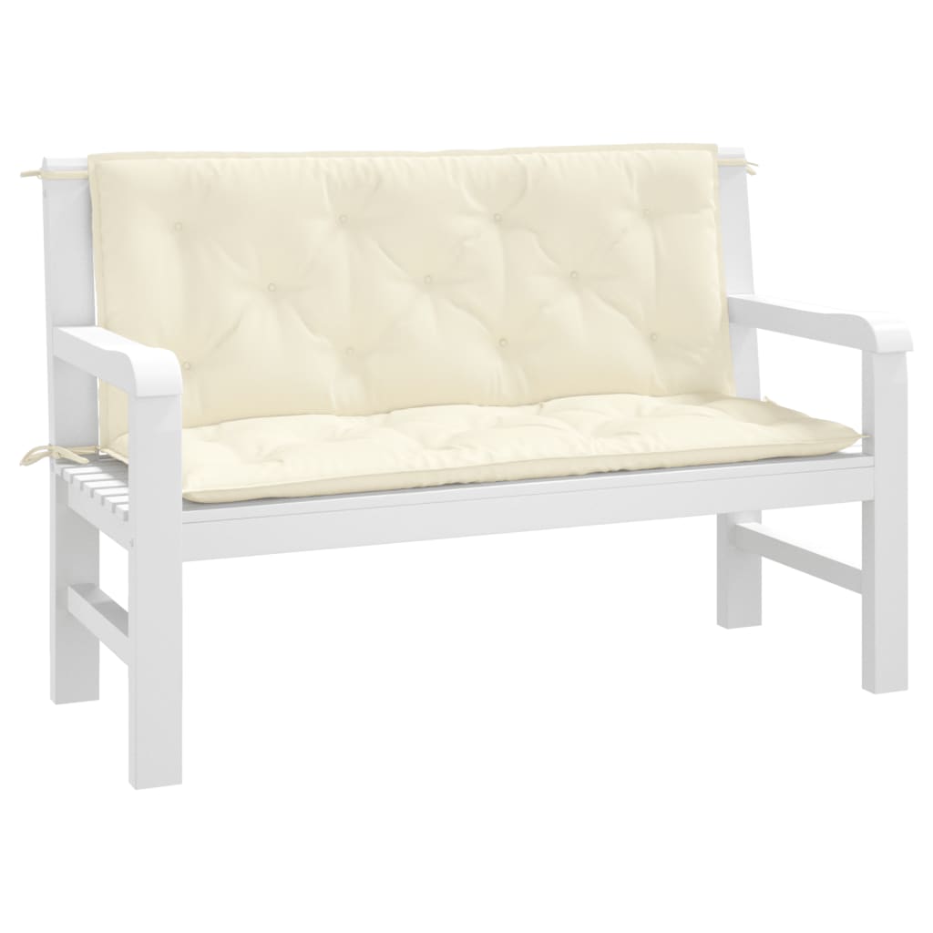 Garden Bench Cushions 2pcs Cream White 120x50x7cm Oxford Fabric