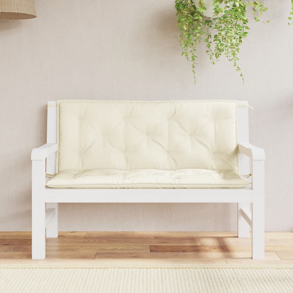 Garden Bench Cushions 2pcs Cream White 120x50x7cm Oxford Fabric