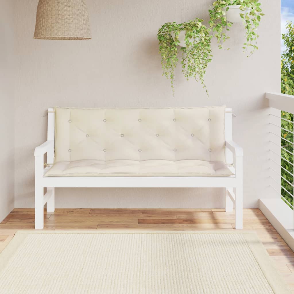 Garden Bench Cushions 2pcs Cream White 150x50x7cm Oxford Fabric