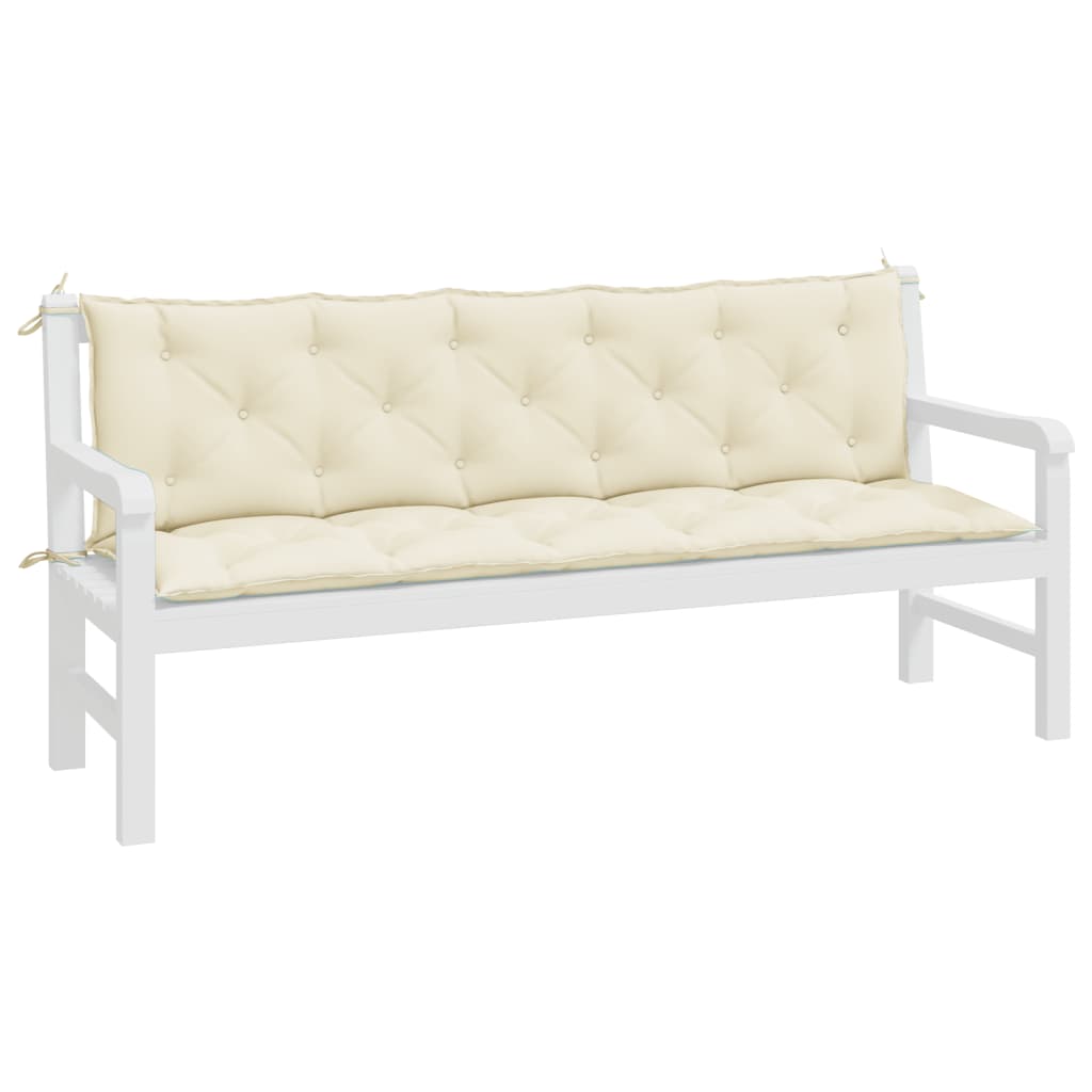 Garden Bench Cushions 2pcs Cream White 180x50x7cm Oxford Fabric