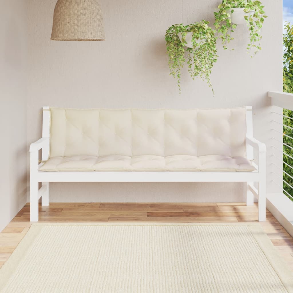 Garden Bench Cushions 2pcs Cream White 180x50x7cm Oxford Fabric