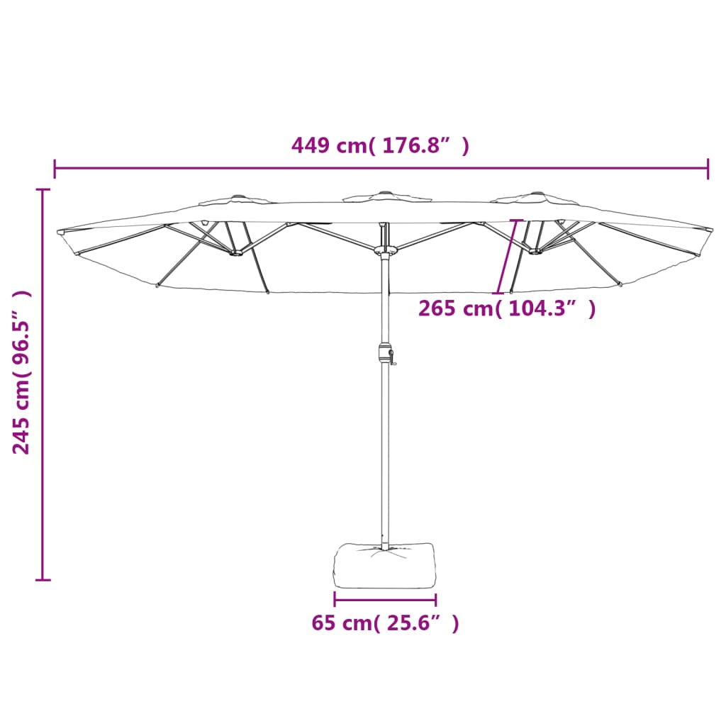 Double-Head Garden Parasol Azure Blue 449x245 cm