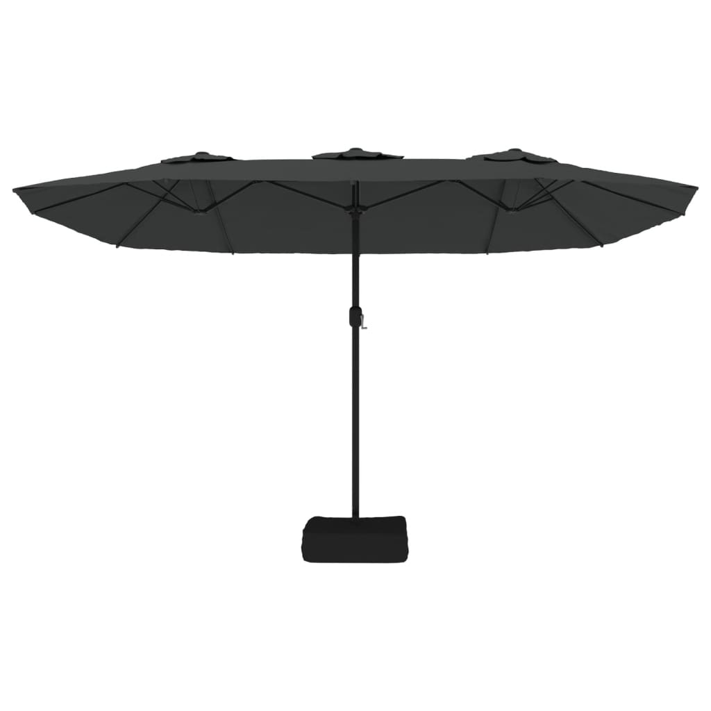 Double-Head Parasol with LEDs Anthracite 449x245 cm