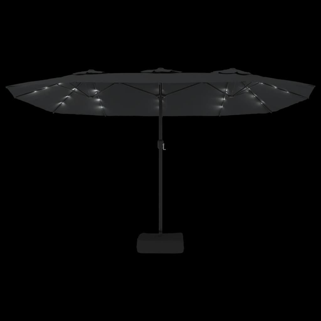 Double-Head Parasol with LEDs Anthracite 449x245 cm