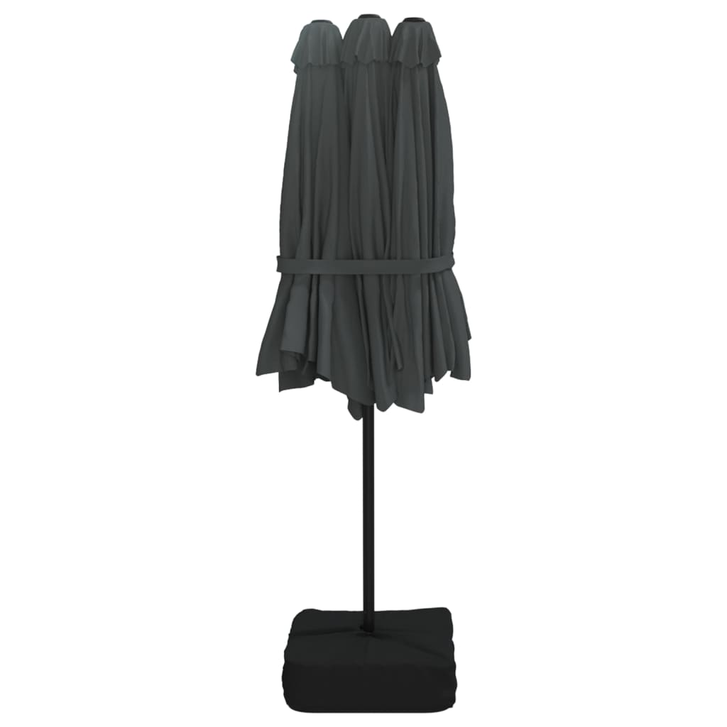 Double-Head Parasol with LEDs Anthracite 449x245 cm