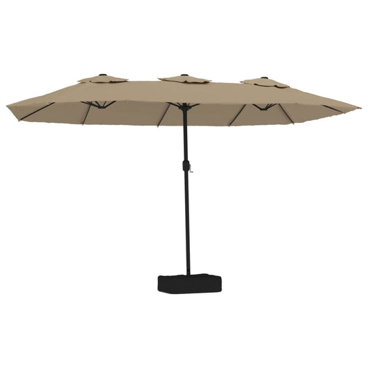 Double-Head Garden Parasol with LEDs Taupe 449x245 cm