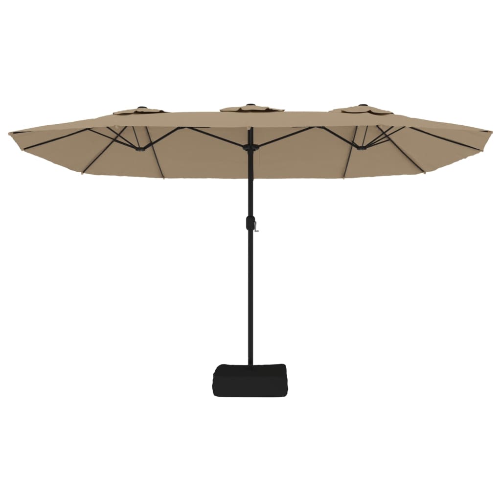 Double-Head Garden Parasol with LEDs Taupe 449x245 cm